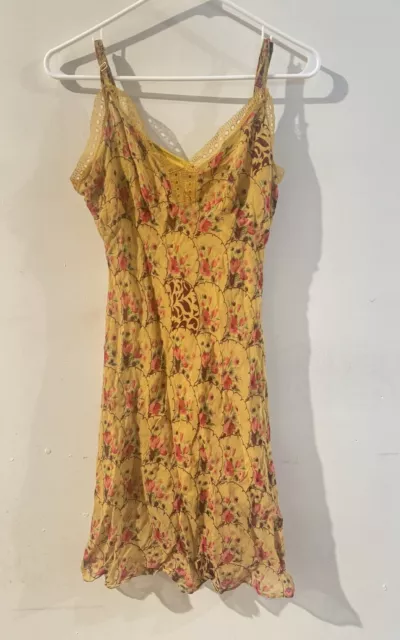 Betsey Johnson Vintage Yellow Slip Dress Size M Y2K