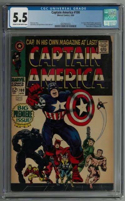 Captain America #100 Marvel 1968 CGC 5.5 1st Issue Silver Age Key