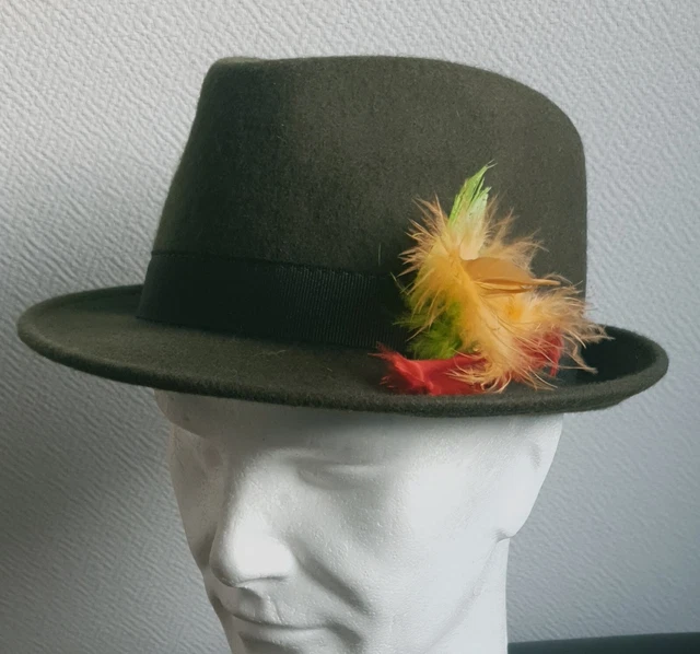 Chapeau Melon Laine – Marine – Taille 58 – Fait Main Italie – Neuf Avec Étiquettes