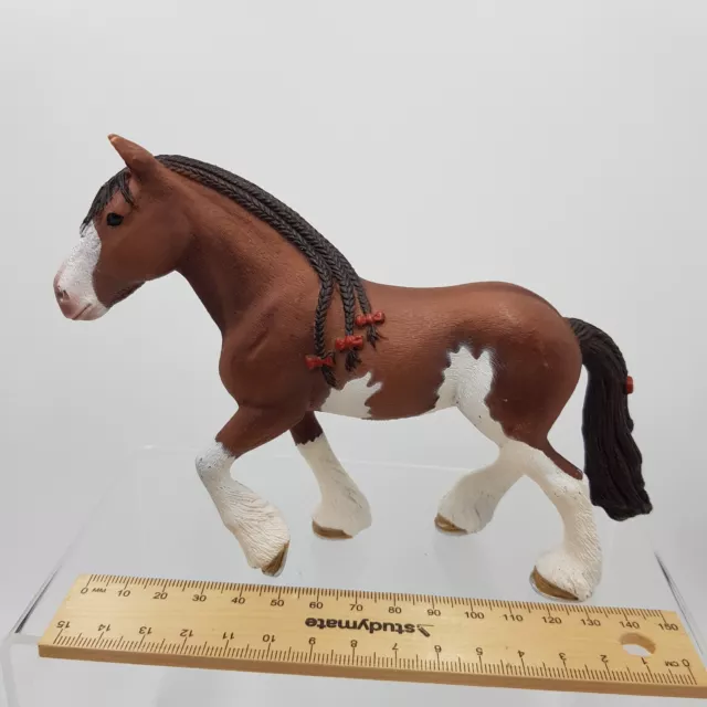 Schleich Clydesdale Mare Horse Figure D-73527 Braided Mane Brown White