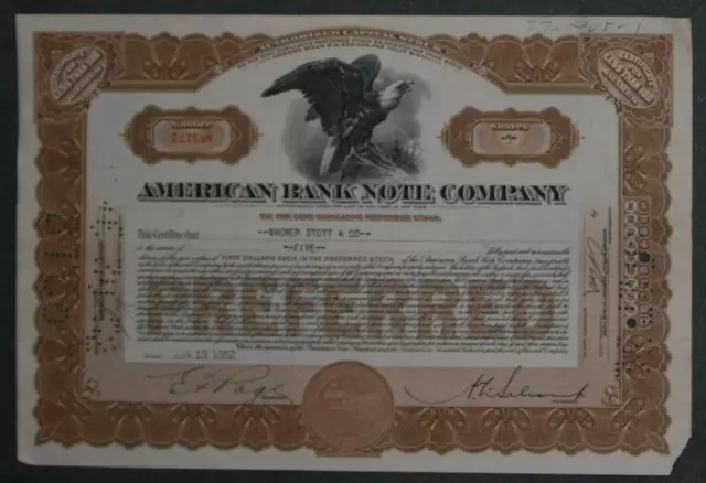 American Banknote Company 1952 5 Shares