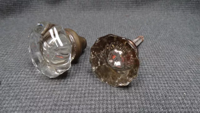 B2 Lot of 2 glass door knobs antique home restoration part & repair