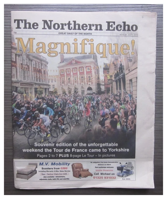 Tour De France Memorabilia, Northern Echo, Lunedì 7 Luglio 2014, Ciclismo