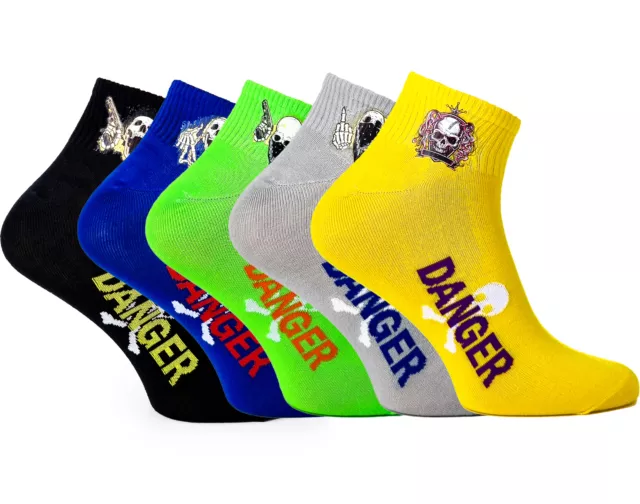 5PAIRES! Ensemble de Chaussettes Basses pour Hommes "Danger" taille 39-42, 43-46