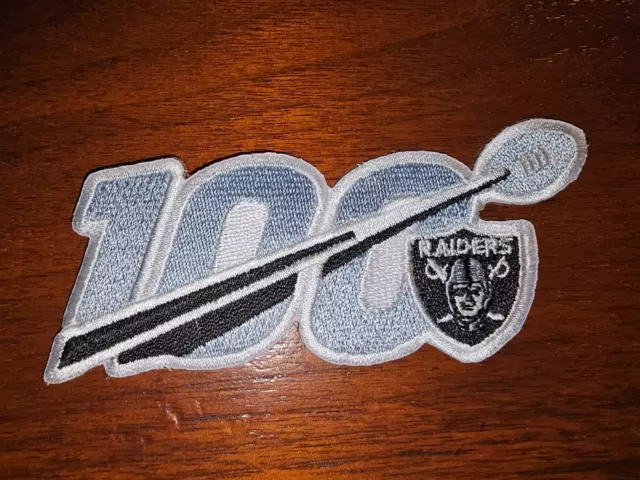 OAKLAND RAIDERS 100 YEAR FOOTBALL  iron on Patches 2 X 4 $3.99