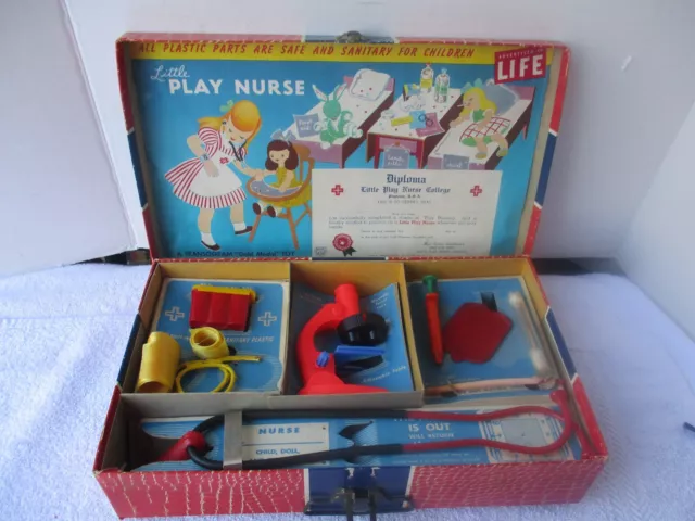 Vintage 1960'S Little Play Nurse ~Playset #1319 Medical Kit ~ Transogram