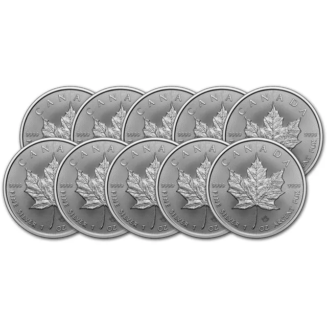 2024 Canada Silver Maple Leaf - 1 oz - $5 - BU - Ten 10 Coins