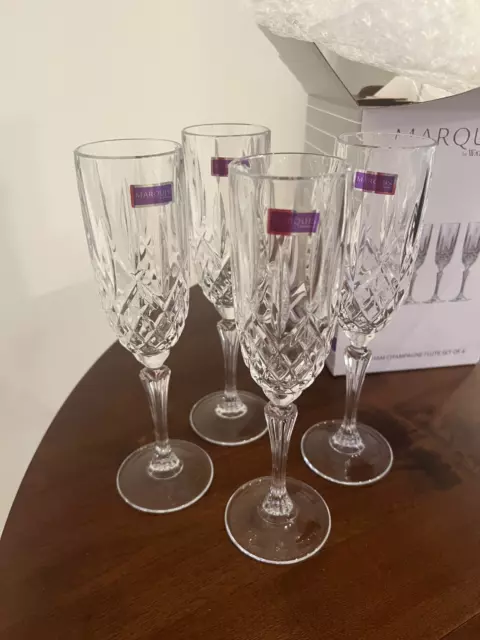 Marquis By Waterford Markham Crystal Champagne Flutes Set of 4 New In Box