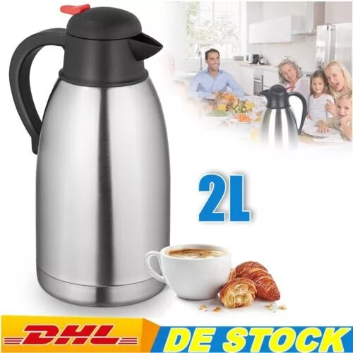 2L Thermosflasche Edelstahl Thermoskanne Isolierflasche Isolierkanne Kaffeekanne