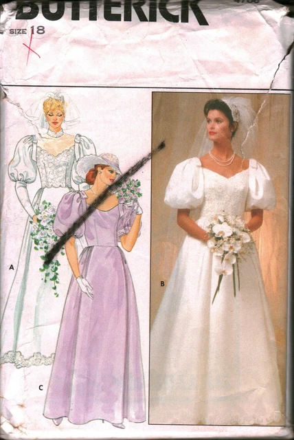 4766 Vintage Butterick SEWING Pattern Misses Wedding Gown Bridesmaids Dress OOP