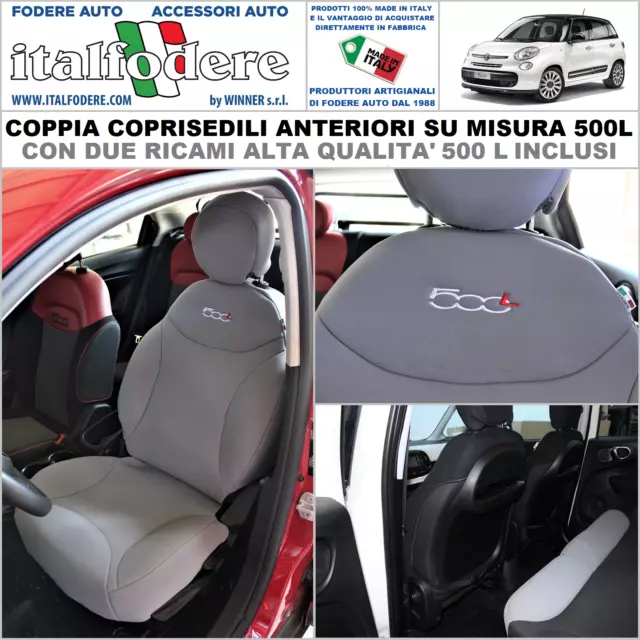 COPPIA COPRISEDILI Fiat 500L SU MISURA Fodere Foderine SOLO ANTERIORI Grigio