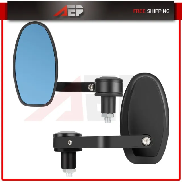 Black Motorcycle 7/8" Handle Bar End Oval Side Mirrors For Honda Street Fighter