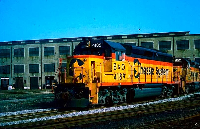 Original Kodachrome Slide Chessie B&O Gp40-2 #4189 Portsmouth, Va February 1986