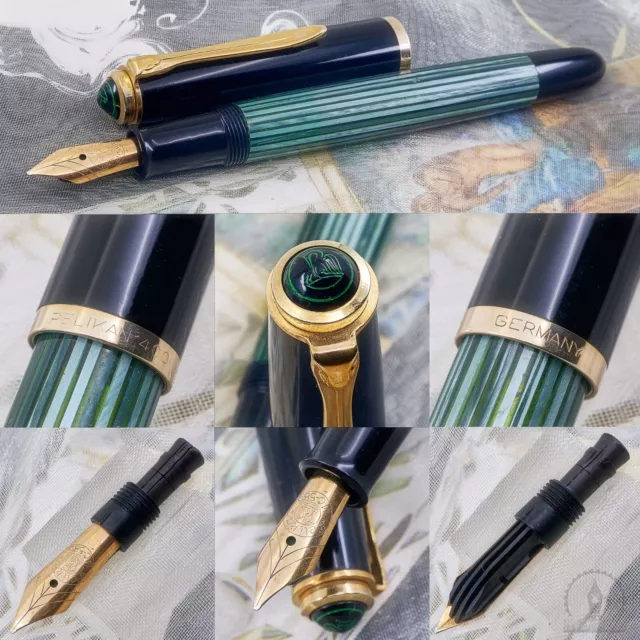 Vintage c1960 Green Striated Pelikan 400NN Fountain Pen - 14C OM Nib