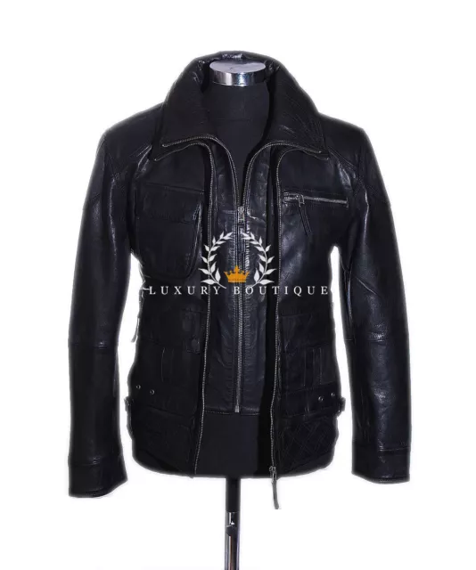 Henry Black Men's New Safari Style Designer Real Lambskin Leather Fashion Jacket