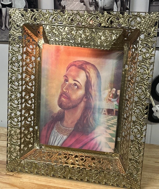 VINTAGE JESUS LAST Supper 3D Lenticular Hologram Picture Frame With ...