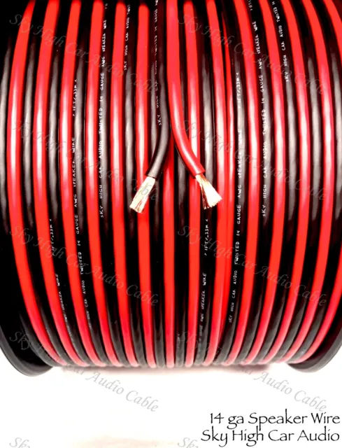 300' feet TRUE 14 Gauge AWG RED/BK Speaker Wire w/ SPOOL Car Home Audio ft