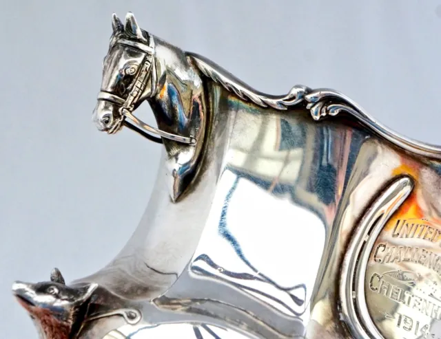 Rare Sterling Silver Horse Racing Trophy. United Hunts Cup Cheltenham Races 1914