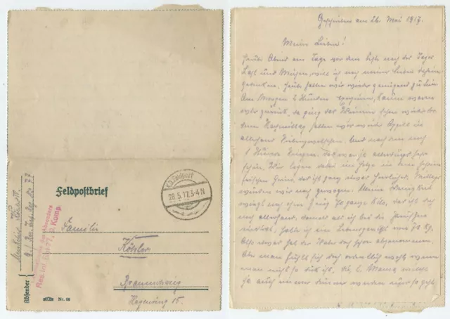 97610 - Feldpostbrief - 28.5.1917 nach Braunschweig