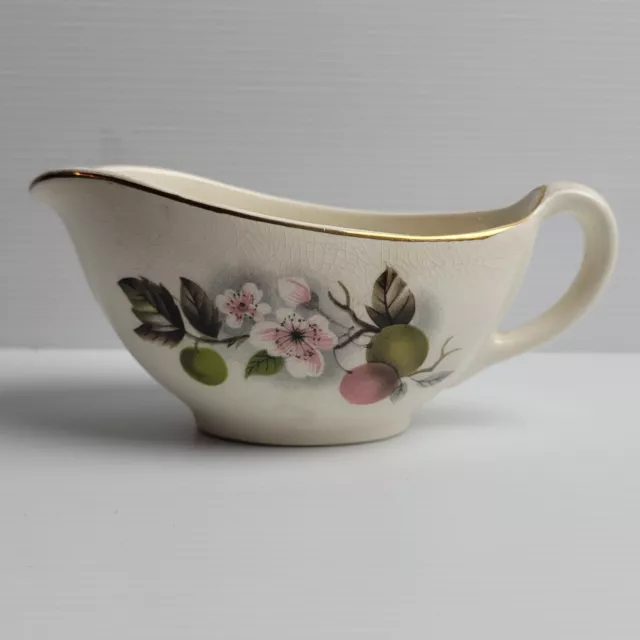 Sandland Ware Gravy Boat Milk Staffordshire England Fruit Tree Blossom Gold Trim