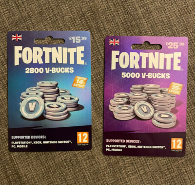FORTNITE 1000 2800 5000 13500 V-Bucks GIFT CARD FULL SET UK ...
