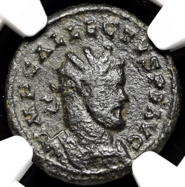 Allectus Romano-British Empire Usurper AD 293-296 GALLEY, AE Quinarius Coin NGC 2