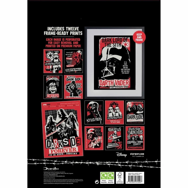 STAR WARS DARK Side Villains Collectors Edition 2025 A3 Wall Calendar