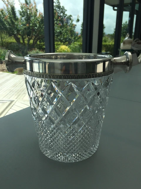 Seau à Champagne En Cristal Taillé 21 Cm - Avec Poignée - Élégant Et Vintage