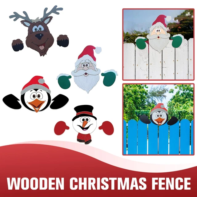 Christmas Animal Fence Peeker Home Outdoor Décor Ornaments Xmas Gift; Party L0W2