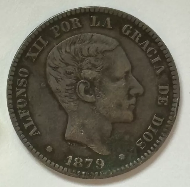 Spain 1879 Om  10 Centimos Coin