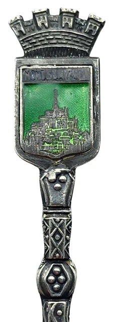 Antique FRENCH Sterling Silver / Enamel Souvenir Spoon MONT ST. MICHEL Orfevre