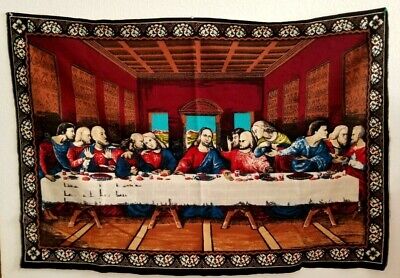 Jesus Christ Last Supper Disciples Vintage Wall Hanging Tapestry Large 55" X 37"