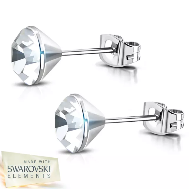 Pendientes Acero Y Cristal De Swarovski Alta Calidad Regalo Ideal Mujer Novia