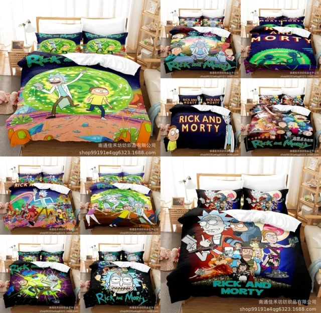3D Rick and Morty Bedding Duvet Cover Set Pillowcase Double Queen Xmas Gifts AU