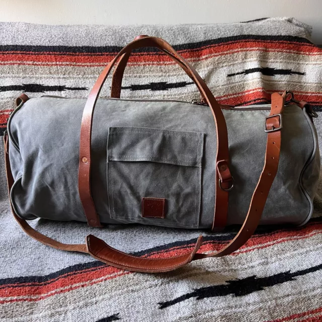 Bradley Mountain Duffel | Made in USA | Waxed Canvas Leather Charcoal