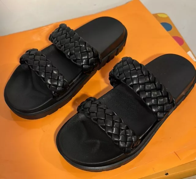 Ladies Black Slides Contoured Footbed Size 10 NWOT Orig $25