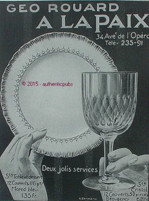 Publicite Geo Rouard A La Paix Joli Service Assiette Verre De 1909 French Ad Pub