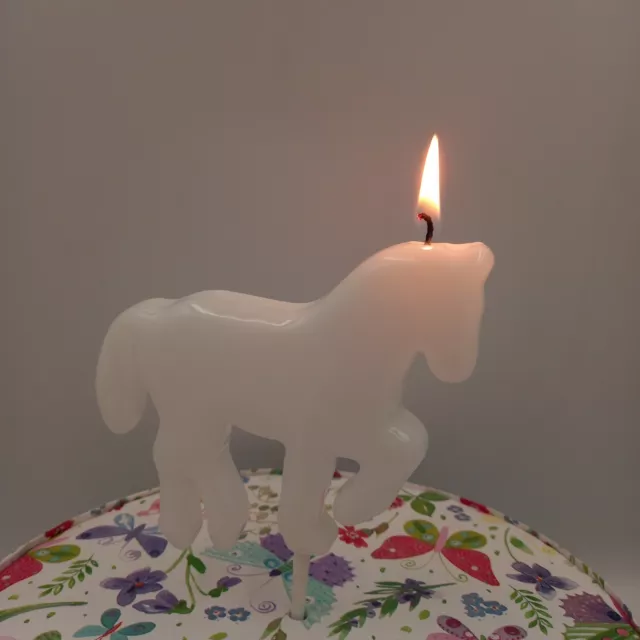 White Horse Birthday Animal Theme Cake Candle Large 3 inch high in wax part