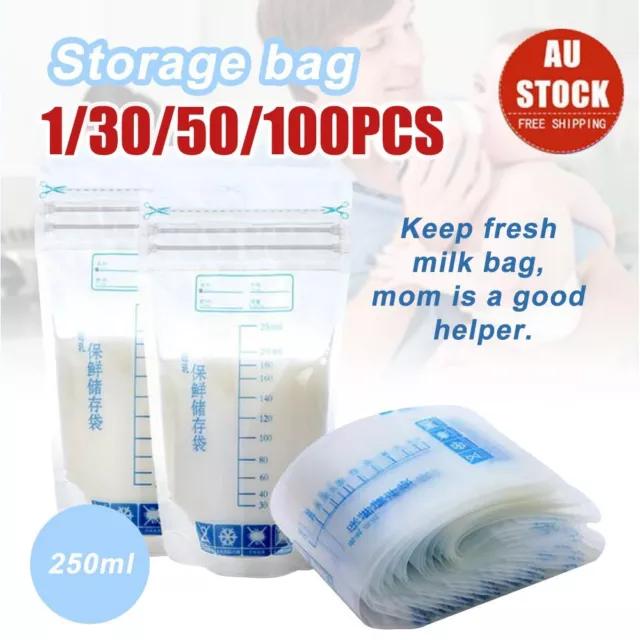 1/30/50/100PCS Milk Storage Bags Pre-Sterilised Baby Breast Pouches 250ML CG