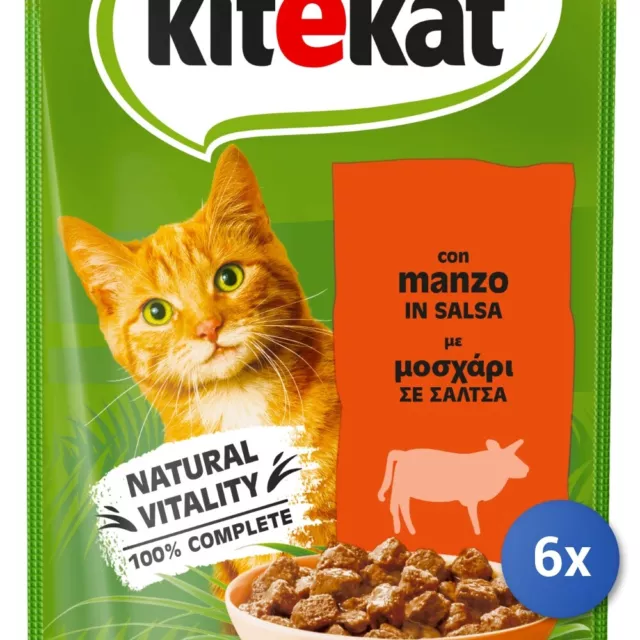 6x Kitekat Enveloppes 85 Gr. Boeuf Sauce