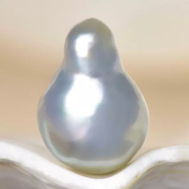 South Sea Pearl Silvery Cream Baroque 12.80 mm Maluku Indonesia 1.20 g undrilled 2