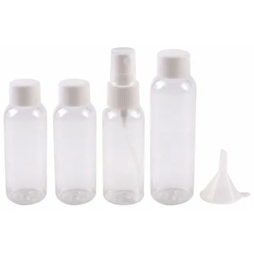 4x 100ML PLASTIC TRAVEL CLEAR BOTTLE Lotion Liquid Shampoo Makeup Container SET