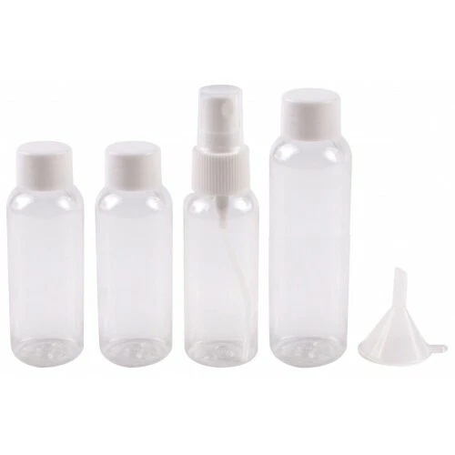 4x 100ML PLASTIC TRAVEL CLEAR BOTTLE Lotion Liquid Shampoo Makeup Container SET