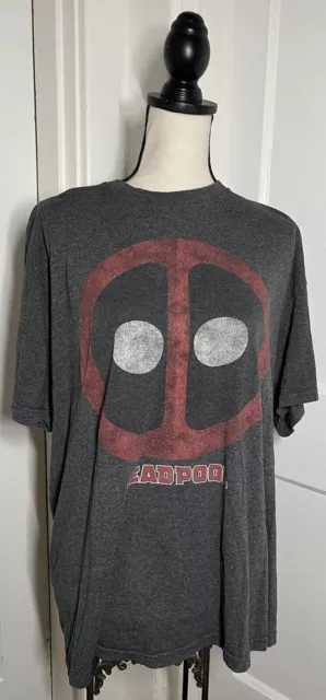 Marvel Deadpool Gray Red Logo Shirt Size XL Disney Movie Logo Superhero