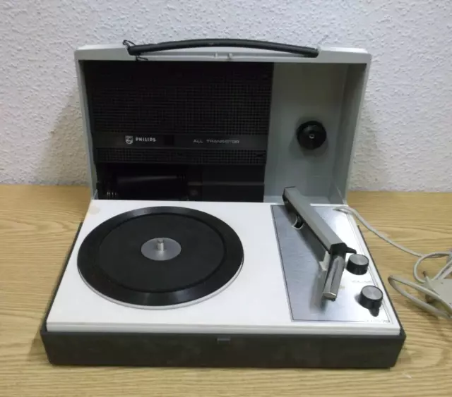 50er 60er Philips All Transistor Plattenspieler mit Lautsprecher 50s 60s Vintage