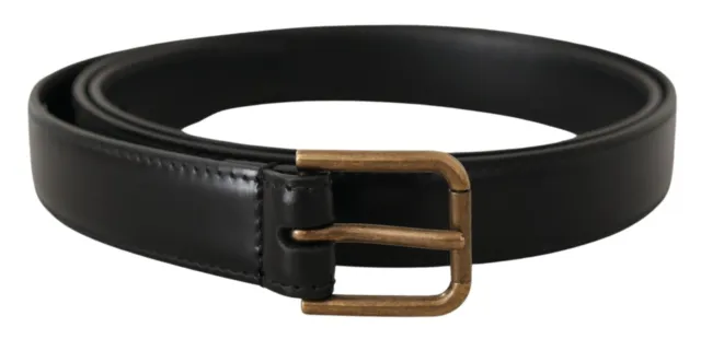DOLCE & GABBANA Belt Black Classic Calf Leather Vintage Metal Buckle 110cm/4