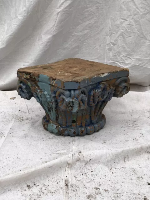 Antique Indian Architectural Salvage Carved Teak Column Capital Pillar Top