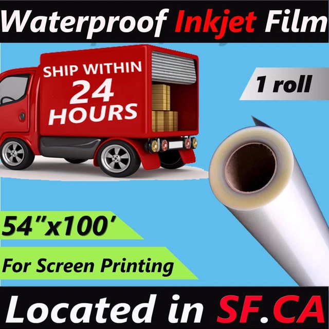 54"X 100',1 rollo, impermeable inyección de tinta película de transparencia láctea impresión de serigrafía