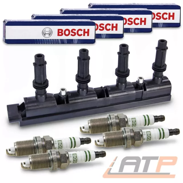 ZÜNDSPULE + 4x BOSCH ZÜNDKERZE FÜR CHEVROLET AVEO OPEL ASTRA CORSA ZAFIRA MERIVA