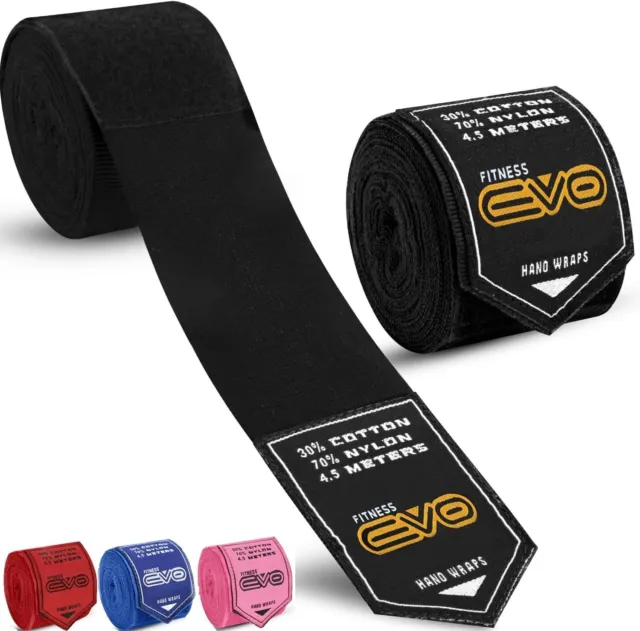 Boxing Hand wraps 4.5 Meters by EVO Fitness , MMA Muay Thai Inner Gloves